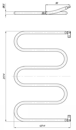 Elektromos csőfűtőbetét grillezőhöz Aisi 304 Ø6.5 mm ~115 V 1000 W