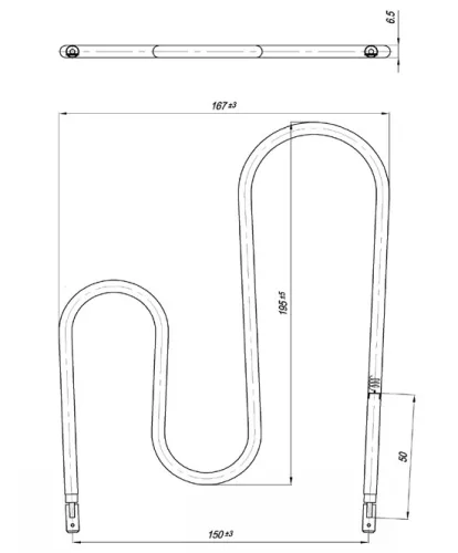 Elektromos csőfűtőbetét X200X110 grillezőhöz Aisi 304 Ø6.5 mm ~230 V 900 W