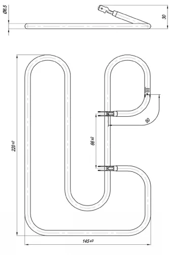 Elektromos csőfűtőbetét grillezőhöz Aisi 304 Ø6.5 mm ~230 V 800 W