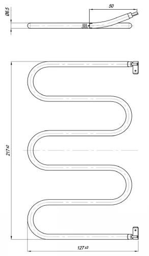 Elektromos csőfűtőbetét grillezőhöz Aisi 304 Ø6.5 mm ~115 V 1000 W