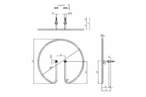Elektromos csőfűtőbetét palacsintasütőhöz Aisi 304 Ø6.5mm ~ 230V 250W Ø260mm