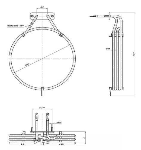 Elektromos csőfűtőbetét tűzhelyhez KÖR alakú Aisi 304 Ø6.5mm ~ 230V 4800W