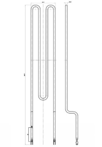 Elektromos csőfűtőbetét IGO grillezőhöz Aisi 304 Ø6.5 mm ~230 V 1500 W csőfűtőbetét grillhez