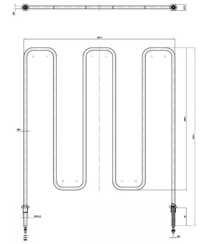 Elektromos csőfűtőbetét pizza sütőhöz Aisi 304 Ø8.1mm ~ 230V 1500W M4 csavaros csatlakozó