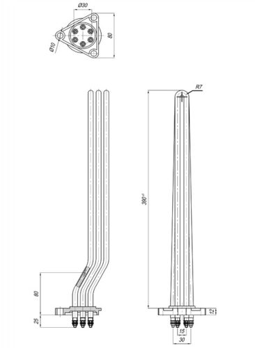 Elektromos csőfűtőbetét kávégéphez Cu Ø8.1mm ~ 230V 2700W