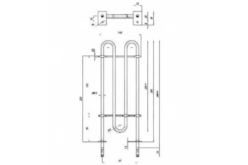 Pékárú sütő csőfűtőbetét M fogazás Ms M14 Aisi 304 Ø8.1mm ~ 230V 1000W Férfi csatlakozó