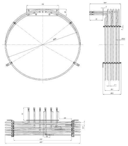MIVE Kör alakú Aisi 304 Ø6.5mm ~ 3x230V 9000W pékárú sütő csőfűtőbetét