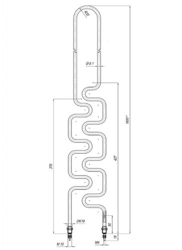 Aisi csőfűtőbetét péksütő kemencéhez Ø8.1mm ~ 400V 500W
