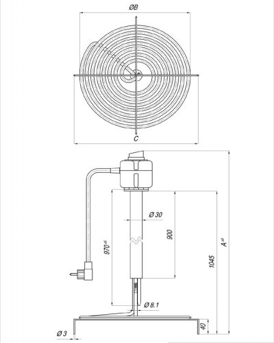 Elektromos csőfűtőelem méz folyósításához (kristálytalanításához) AISI Ø8.1mm ~ 230V 400W