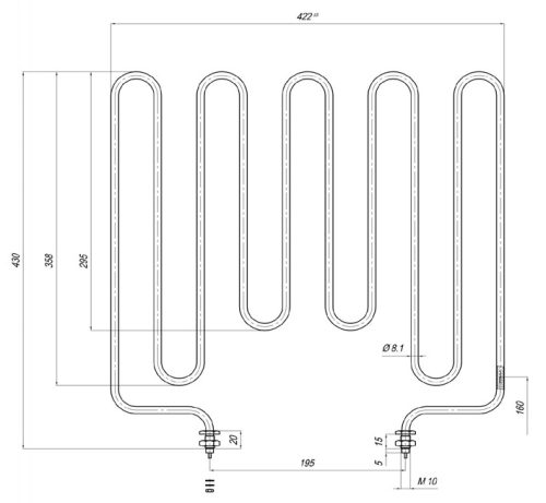 Aisi csőfűtőbetét melegítő asztalhoz Ø8.1mm ~ 230V 1200W
