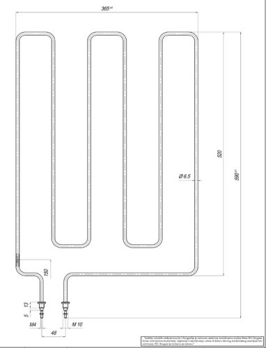 Aisi csőfűtőbetét melegítő asztalhoz Ø6.5mm ~ 230V 1000W