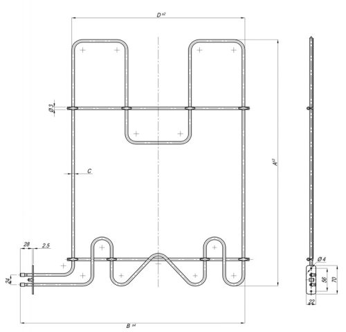 Elektromos csőfűtőbetét vendéglátóipari tűzhelyhez IGO Rövid Aisi Ø8.1mm ~ 230V 2500W