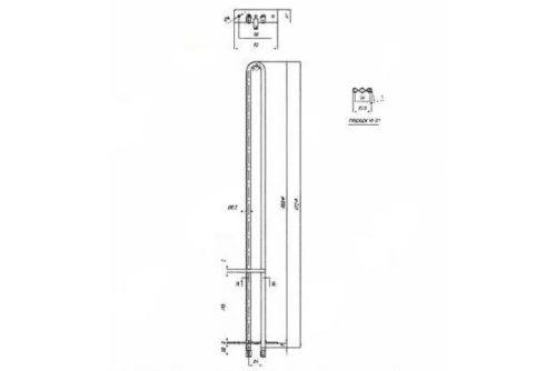 Elektromos csőfűtőbetét pék kemencékhez U Aisi 304 Ø6.5mm ~ 230V 600W L=460mm