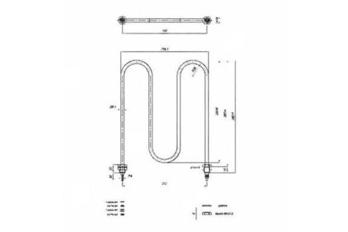 Elektromos csőfűtőbetét pék kemencéhez KONDIPER menetes Ms M14 Aisi INC 800 Ø8.1mm ~ 230V 1000W