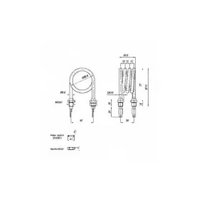   Elektromos csőfűtőbetét vízkészülékhez fi 56 M10 Aisi 304 Ø6.5mm ~ 230V 650W