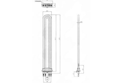 Elektromos csőfűtőbetét professzionális mosógéphezINC800 Ø8.5 ~230V 2X3000W 