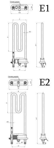 VM csőfűtőbetét hővédelmes GORENJE Aisi 316L Ø8.1mm ~ 230V 2000W lyukkal L=240mm