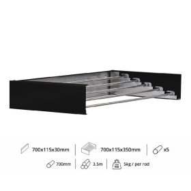 Fali szárító INOX 700mm hosszú műanyag fekete