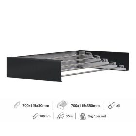   Fali szárító INOX 700mm hosszú műanyag bevonatú antracit szín