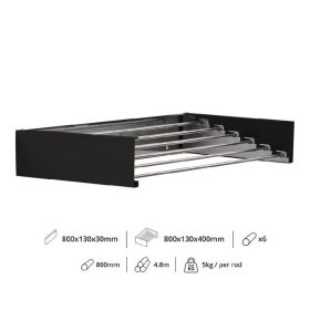 Fali szárító INOX 800mm hosszú műanyag fekete