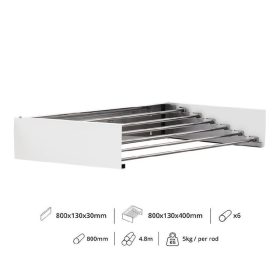 Fali szárító INOX 800mm hosszú műanyag fehér