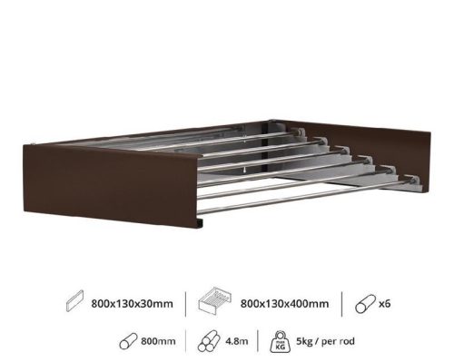 Fali szárító INOX 800mm hosszú műanyag borítású barna szín
