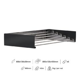   Fali szárító INOX 800mm hosszú műanyag bevonatú antracit szín