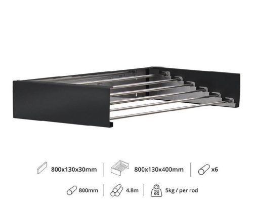 Fali szárító INOX 800mm hosszú műanyag bevonatú antracit szín