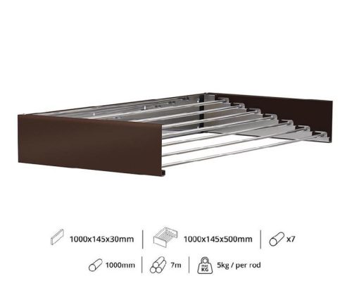 Fali szárító INOX 1000mm hosszú műanyag borítású barna