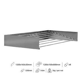 Fali INOX szárító 1200mm hosszú