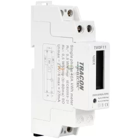   TRACON sorolható fogyasztásmérő 1F LCD impulzusadós 40 A direkt elektronikus 230 V 1-fázis TVOF11