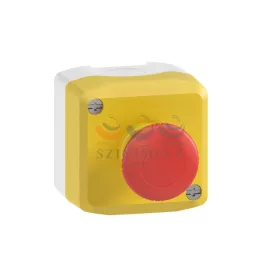   Schneider Electric harmony XALK tokozott vészgomb, sárga, 1 piros gombafejű nyomógomb, forgatásra kioldó, 2NC, felirat nélkül