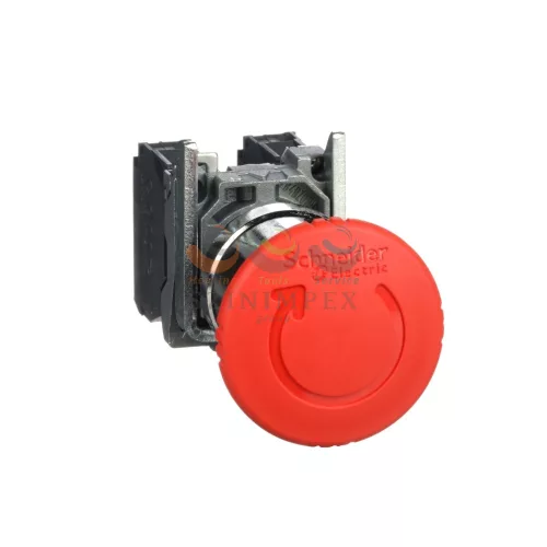 Schneider Electric harmony komplett fém Ø40 gombafejű vészgomb, Ø22, forgatásra kioldó, 1NC+1NO