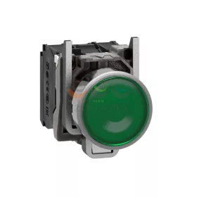   Schneider Electric harmony komplett fém LED világító nyomógomb, Ø22, visszatérő, 1NO+1NC, 24 VAC/DC, zöld