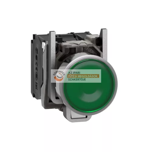 Harmony komplett fém LED világító nyomógomb, Ø22, visszatérő, 1NO+1NC, 24VAC/DC, zöld