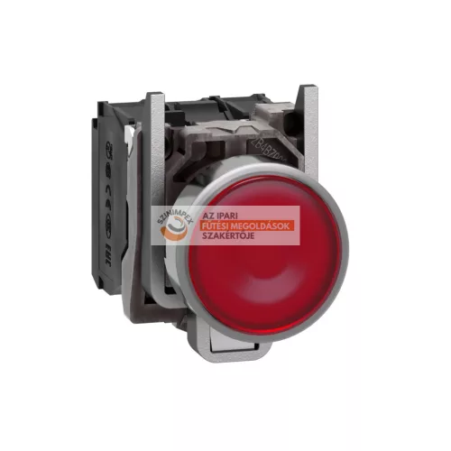 Harmony komplett fém LED világító nyomógomb, Ø22, visszatérő, 1NO+1NC, 24VAC/DC, piros