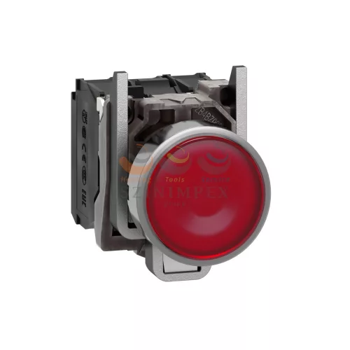 Schneider Electric harmony komplett fém LED világító nyomógomb, Ø22, visszatérő, 1NO+1NC, 24 VAC/DC, piros