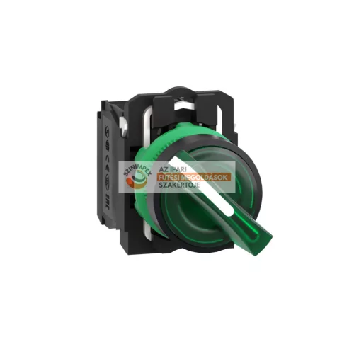 Schneider Electric harmony komplett műanyag LED világító választókapcsoló, Ø22, 2 állású, 24 V, 1NO+1NC, zöld
