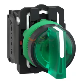   Schneider Electric harmony komplett műanyag LED világító választókapcsoló, Ø22, 3 állású, 230 VAC, 1NO+1NC, zöld