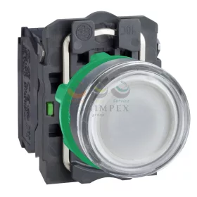   Schneider Electric harmony komplett műanyag LED világító nyomógomb, Ø22, visszatérő, 1NO+1NC, 230 VAC, fehér