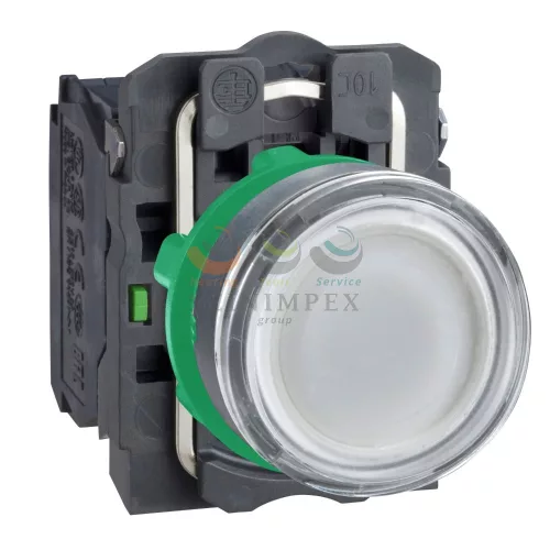 Schneider Electric harmony komplett műanyag LED világító nyomógomb, Ø22, visszatérő, 1NO+1NC, 230 VAC, fehér