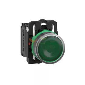   Schneider Electric harmony komplett műanyag LED világító nyomógomb, Ø22, visszatérő, 1NO+1NC, 230 VAC, zöld