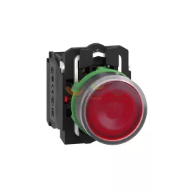   Schneider Electric harmony komplett műanyag LED világító nyomógomb, Ø22, visszatérő, 1NO+1NC, 230 VAC, piros
