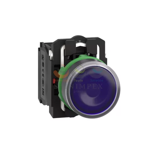 Schneider Electric harmony komplett műanyag LED világító nyomógomb, Ø22, visszatérő, 1NO+1NC, 24 VAC/DC, kék