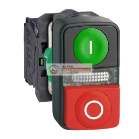   Harmony komplett műanyag kettősfejű nyomógomb, Ø22, 1NO+1NC, zöld "I" + piros "O" gomb + LED, 230VAC