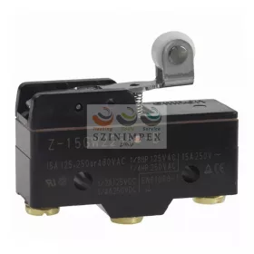   OMRON mikrokapcsoló rövid lemezkar-görgős műanyag 1-ny 1-z 15 A/AC15/230 V IP00 Z-15GW2255-B OMI