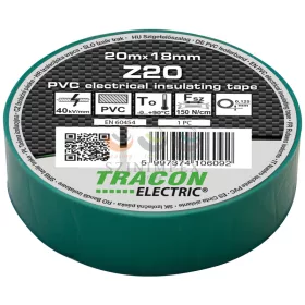   TRACON szigetelőszalag zöld 18 mm x 20 m PVC 90°C max. Z20