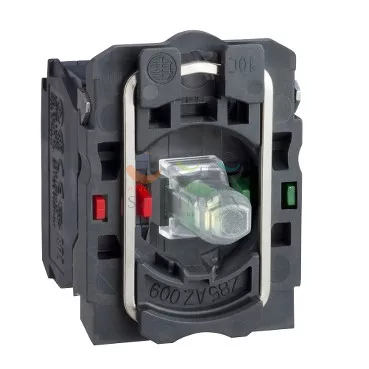 Schneider Electric LED-blokk rögzítőkerettel érintkezővel LED zöld n/o+n/c 230 V AC ZB5AW0M35