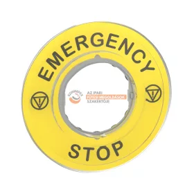   Harmony sárga köralakú felirati tábla, Ø60, vészleállítóhoz, logóval, EMERGENCY STOP